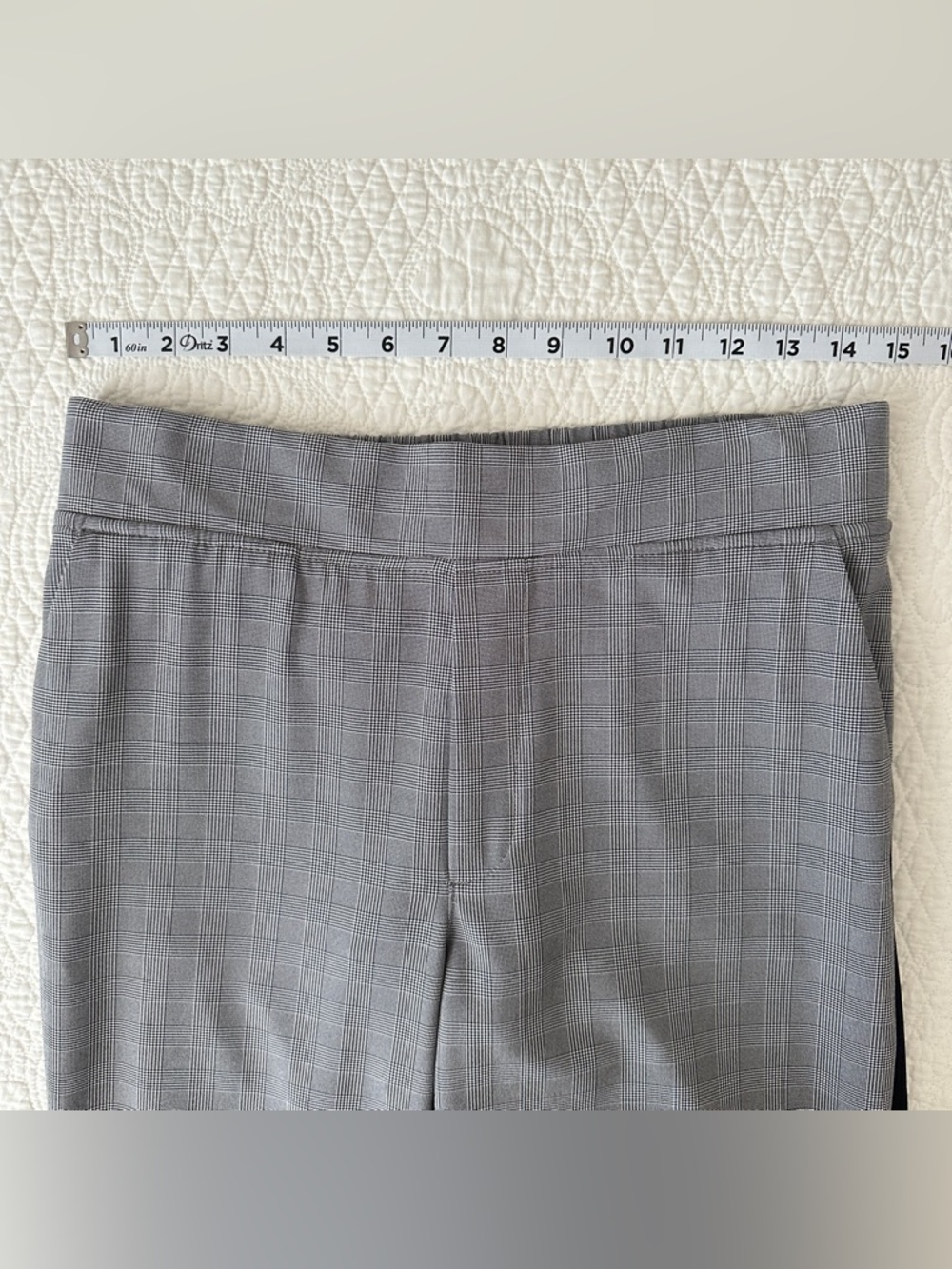 Athleta Glen Plaid Brooklyn Ankle Pant Women’s 6 Black White Side Stripe - Picture 7 of 11